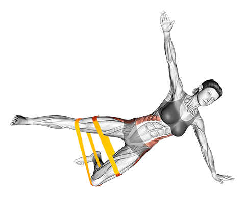Resistance Band Kneeling Side Plank exercise demonstration for Hips, Resistance Band