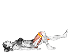 Resistance Band One Leg Glute Bridge With Straight Leg exercise demonstration for Hips, Resistance Band