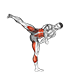 Front Leg Hook Kick. Kickboxing exercise demonstration for Plyometrics, Body weight