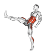 Heel Push Kick. Kickboxing exercise demonstration for Plyometrics, Body weight