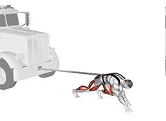 StrongMan Truck Pull exercise demonstration for Weightlifting, Body weight