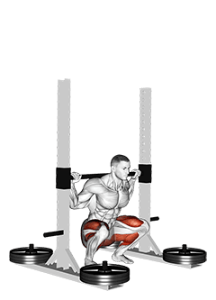 StrongMan Squats with Platform exercise demonstration for Thighs, Weighted