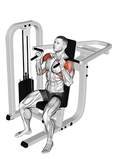 Lever Seated Hammer grip Shoulder Press exercise demonstration for Shoulders, Leverage machine
