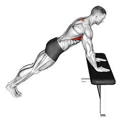 Incline Scapula Push up exercise demonstration for Chest, Body weight