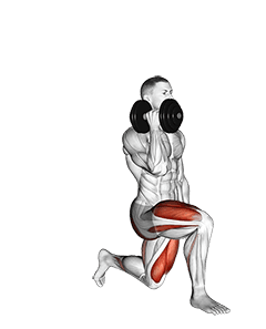 Dumbbell One Arm Lunge exercise demonstration for Quadriceps, and Thighs, Dumbbell