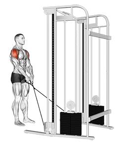 Cable Y-raise exercise demonstration for Shoulders, Cable