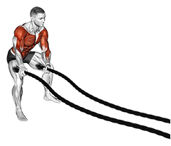 Battling Ropes Side to Side Arms exercise demonstration for Back, and Chest, and Waist, Battling Rope