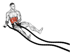 Battling Ropes Russian Twist exercise demonstration for Waist, Battling Rope