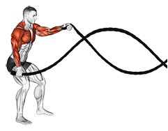 Battling Ropes High Waves exercise demonstration for Back, and Chest, and Shoulders, Battling Rope