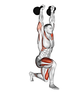 Kettlebell Lunge Clean and Press exercise demonstration