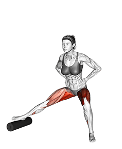Split Lateral Squat with Roll exercise demonstration for Quadriceps, and Thighs, Body weight