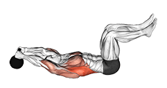 Kettlebell Pullover 3 Month Position exercise demonstration for Back, Kettlebell