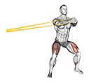 Resistance Band Side Step with Horizontal Pallof Hold exercise demonstration for Waist, Resistance Band