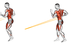Resistance Band Jump Lunge with Single Arm Row exercise demonstration