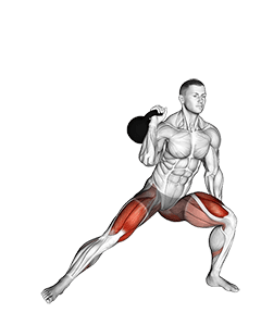 Kettlebell Lateral Lunge exercise demonstration for Thighs, Kettlebell