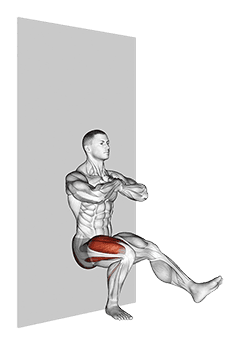 Bodyweight Single Leg Wall Squat exercise demonstration
