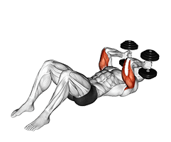 Dumbbell Lying Floor Skull Crusher exercise demonstration for Upper Arms, Dumbbell