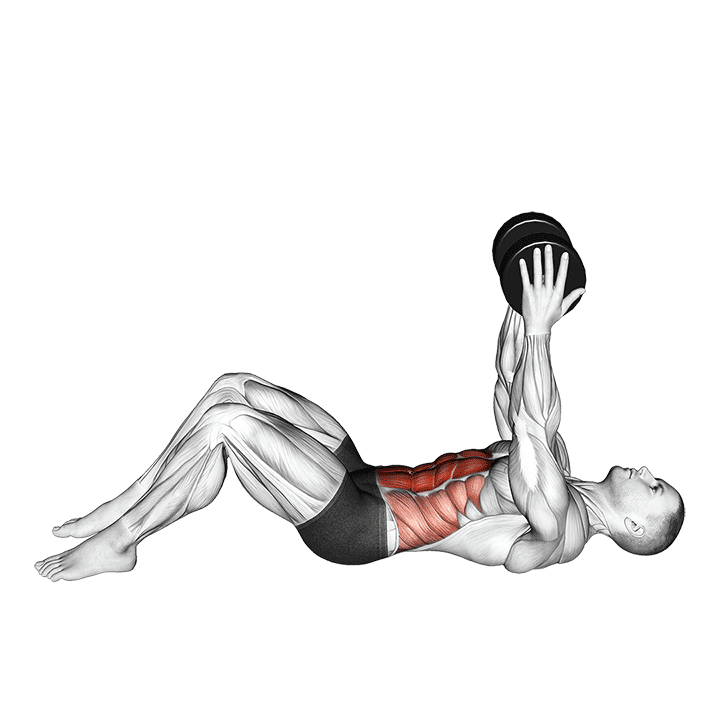 Dumbbell Straight Arm Crunch exercise demonstration for Waist, Dumbbell