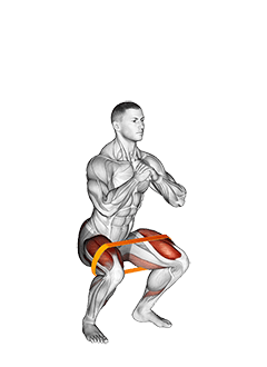 Resistance Band Squat exercise demonstration for Thighs, Resistance Band