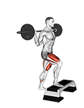 Barbell Knee Raise Step-Up exercise demonstration for Thighs, Barbell
