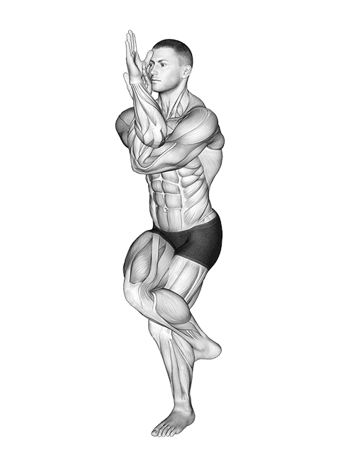 The Eagle Yoga Pose exercise demonstration for Stretching, Body weight