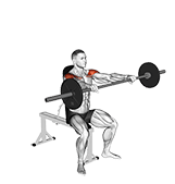 Barbell Seated High Front Raise exercise demonstration for Shoulders, Barbell