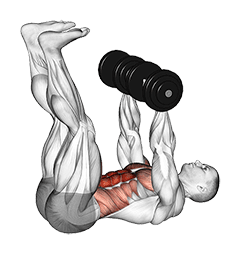 Dumbbell Crunch Up exercise demonstration for Waist, Dumbbell