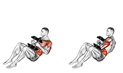Dumbbell Russian Twist Close Grip Shoulder Press Sit-up exercise demonstration for Waist, Dumbbell