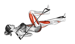 Bar Band Lying Alternate Leg Press exercise demonstration for Quadriceps, and Thighs, Stick